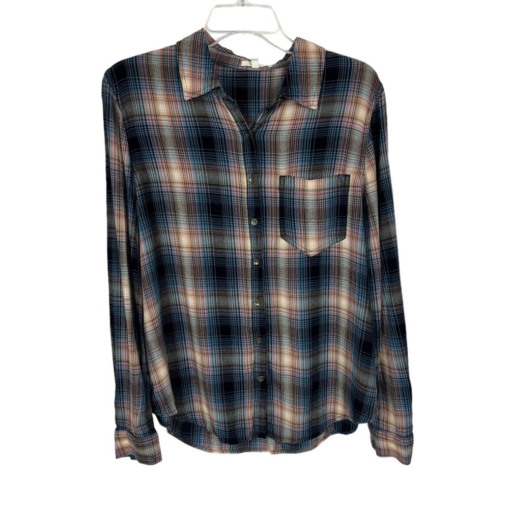 MAURICES Women’s Button Shirt Sz Medium Multi Color Plaid Pocket